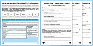 UKS2 Use Brackets, Dashes or Commas to Indicate Parenthesis Resource Pack