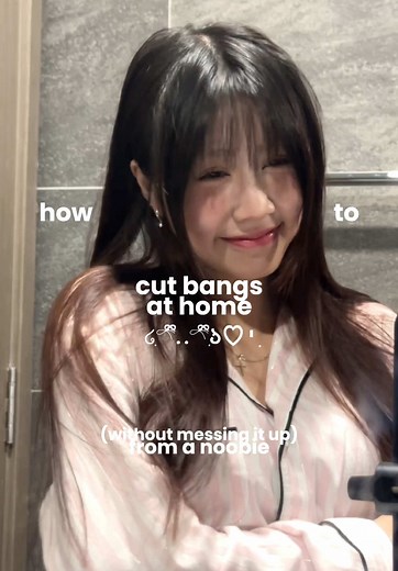 how to cut your bangs at home full tutorial! 🧸 #howto #haircut #foryou
