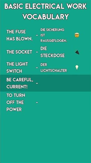 German for Electrical Work ⚡ Basic Safety Vocabulary