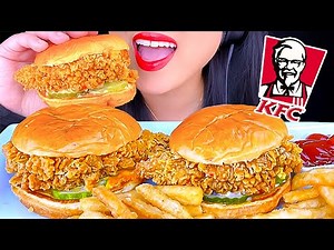 ASMR | KFC Crispy Chicken Sandwich Spicy & Classic | Mukbang | ASMR Phan