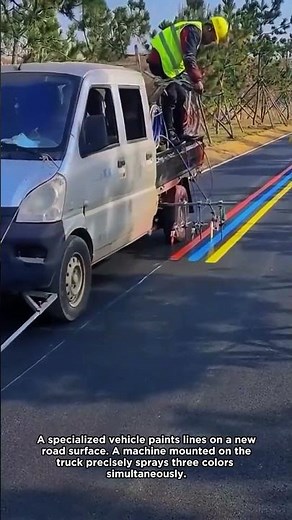 Multi Color Road Line Striping Machine in Action