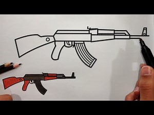 HOW TO DRAW RIFLE AK-47 - STEP BY STEP | DRAWING RIFLE TUTORIAL