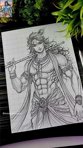 Lord Krishna 🦚 Drawing In Anime Style 😍❤️‍🩹💫 Shree Krishna #shorts #krishnadrawing #anime #krishna