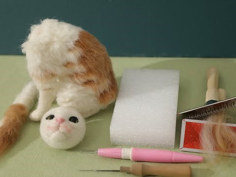 Needle felting cat, Handmade wool felting ,DIY pet cat
