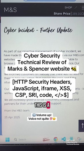 Cyber Security Technical Review of Marks and Spencer