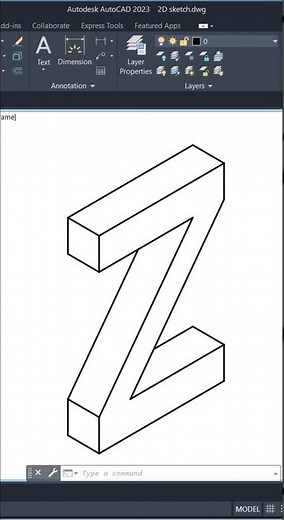 Isometric Alphabet Drawing – Z | 3D Letter Z in AutoCAD (A to Z Isometric Series)