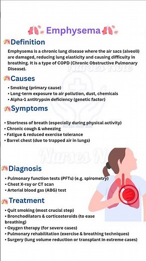 Emphysema Define Causes Symptoms Diagnosis Treatment #emphysema #nursingexam #nursesnote