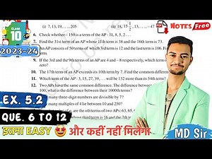 Ex 5.2 Q6 to Q12 | CLASS 10 MATHS | 2023 - 24 Boards | Arithmetic Progressions | MD Sir