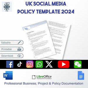 UK Social Media Policy Template, Editable HR Compliance Document