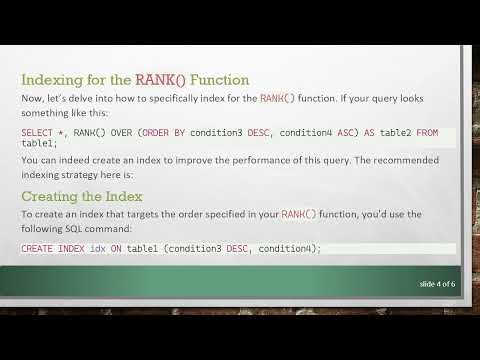 How to Optimize Your SQL Rank Queries with Indexing EXPLAIN