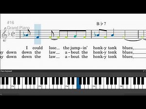 Honky Tonk Blues by Hank Williams - Easy piano tutorials with leadsheet and chords