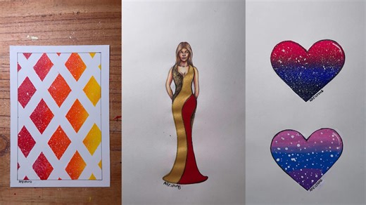 Gradient tones and stylized motifs in contemporary illustration