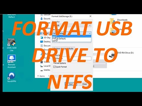 How to Format a USB Stick to NTFS so that you can save files larger than 4gb.