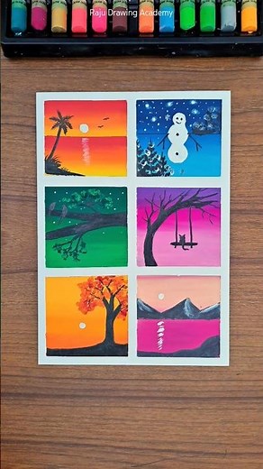 🔥 6 Seasons Drawing | Beautiful Nature Art with Oil Pastel Tutorial for Beginners