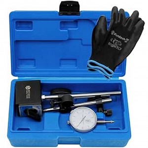 Dial Indicator with Magnetic Base Long Arm 0-10mm Professional Gauge 0.01mm Adjustable with Dial Indicator Holder Precise Positioning