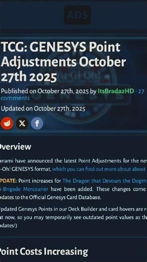 GENESYS FORMAT UPDATE ⚙️ Point Adjustment Explained!