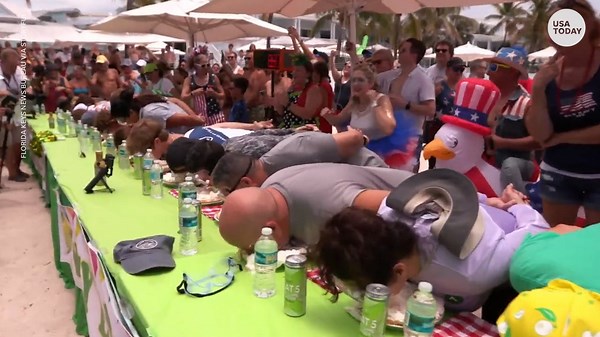 Foodies pulled out the goggles for a pie-eating competition