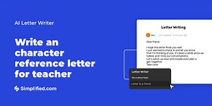 Generate character reference letter for teacher