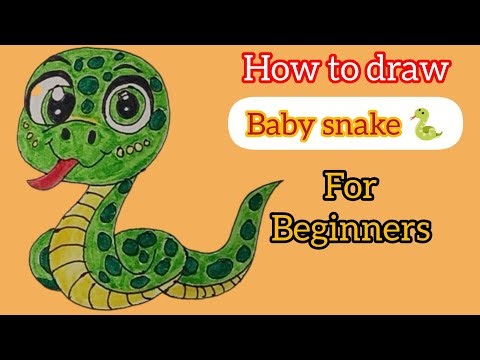 How to draw baby snake 🐍 Easy step by step drawing for beginners #trending