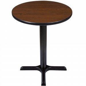 Lancaster Table &amp; Seating 24" Round Reversible Walnut / Oak Table Standard Height Table and Base Kit with 22" x 22" Cast Iron Base