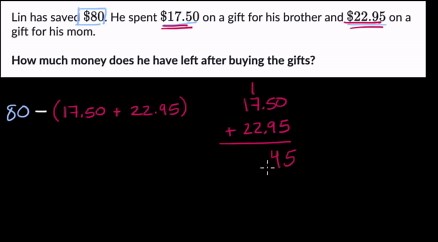 Solving two-step word problems with decimals (adding and subtracting)