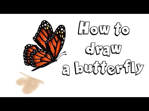 HOW TO DRAW A BUTTERFLY Step by Step Drawing Tutorial. Draw a Realistic Flying Monarch Butterfly