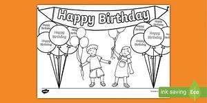 Birthday Balloons Colouring Page