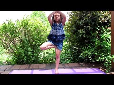 5 Simple yoga poses for kids by kids. Beginner Yoga moves for children.