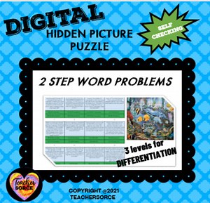 Two Step Word Problems Hidden Mystery Digital Puzzle Differentiated