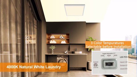 2x2 FT Surface Mount LED Panel Light Dimmable & 3 Color Selectable 3000K/4000K/5000K - 40W 24x24 Inch LED Flush Mount Ceiling Light Low Profile, 100-277V, Bright 4400LM, ETL Listed, 2 Pack