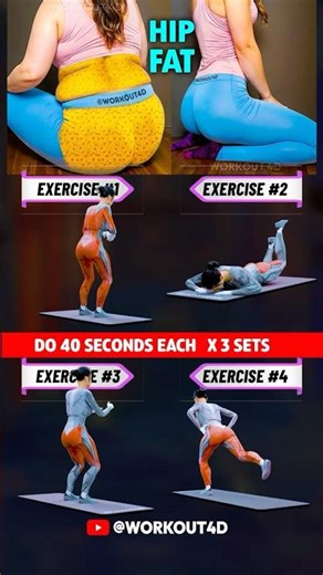 These 4 Exercises Will Change Your Hip Shape #glutes #fitness #hipdips #saddlebags