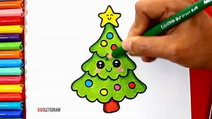 Dibujos de navidad fáciles para niños: Árbol de Navidad II