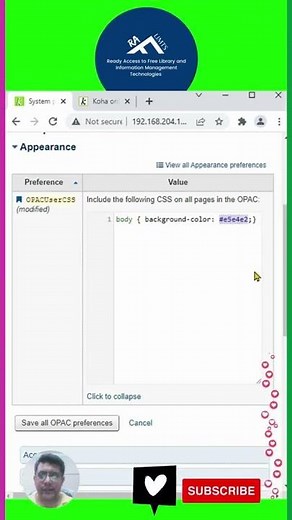 Change Koha OPAC background color