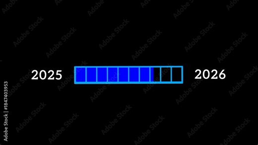 Animated loading bar showing transition from 2025 to 2026.