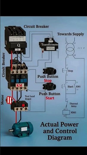 "Motor Power & Control Wiring Diagram | Electrical Engineering Basics 🔌⚡"#ElectricalEngineering