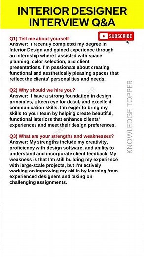 Interior Designer Interview Questions and Answers