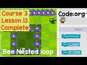 Code.org course 3 lesson 13 complete Bee Nested looP//code.org tutorial//learn it 9M