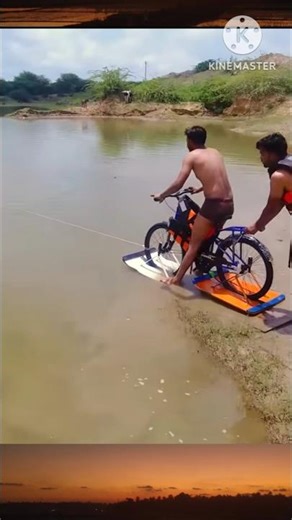 bicycle drive in a water😲വെള്ളത്തിൻറെ മുകളിൽ കൂടെ🤯സൈക്കിൾ😱ഓടിച്ചപ്പോൾ#shorts
