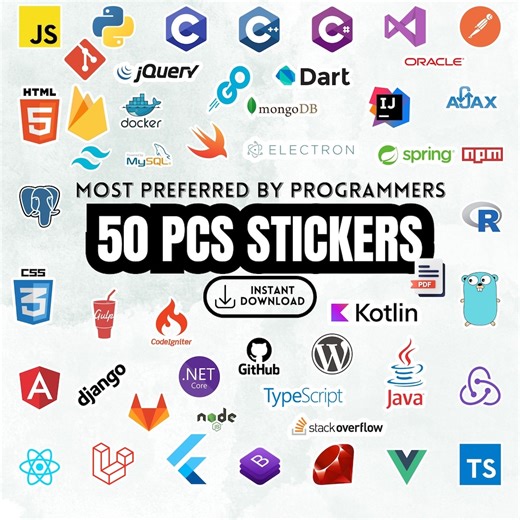 50 Most Preferred Programming Sticker Packs, Coding Stickers, Software Stickers, Programmer Stickers, Software Developer Decals, For Laptop - Etsy France