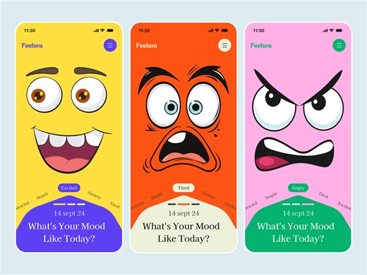 Feelora – Mood Tracker Mobile App UI Design