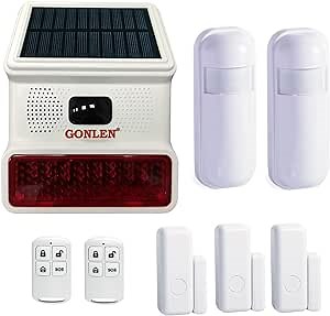 Wireless Home Alarm System Strobe Solar Siren Burglar Anti Theft with Door Sensor PIR Motion Detection for Security Protection