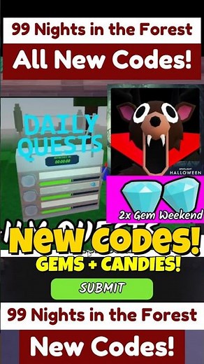 New Codes! 99 Nights in the Forest Codes - Codes For 99 Nights in the Forest Daily Quests