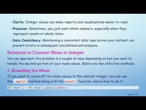 Can I Change the dtype of the Mean Function in Pandas to Integer?