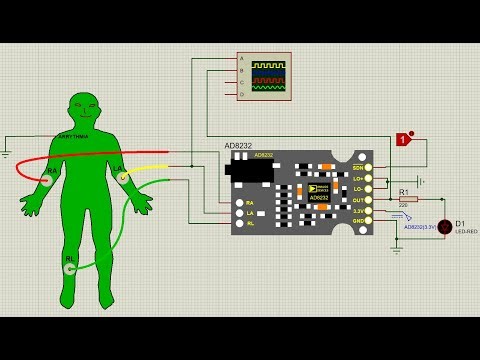 Proteus simulation of Ecg sensor ppg pulse sensor AD8232