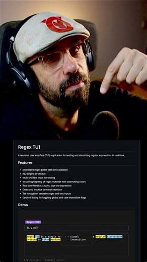 Regex TUI A terminal user interface for testing and visualizing regular expressions in real-time.