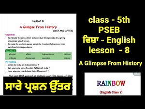 A Glimpse from History || 5th class english in punjabi || chapter 8 || lesson 8 || question answer