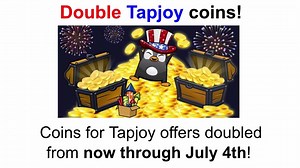 Double the fun and double the rewards until July 4th. Get Tapjoy offer coins while they last. | Word Chums
