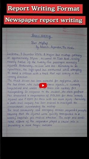 Report writing format || Newspaper report writing format || Class 12 Report writing