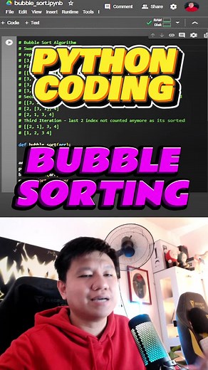 Python Coding Exercise - Bubble Sorting #pythonprogramming #programmingtutorial #bubblesort #codingtutorial #pinoyprogrammer #pinoyprogramming #datanalytics #rozzcharles #bossrozz #rozztutorials