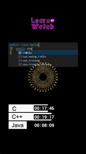 Learn By Watch on Instagram: "Let's see which language allow to write "Hello World" program in shortest time span.#python #Java #cprogramming #cplusplus #coding"